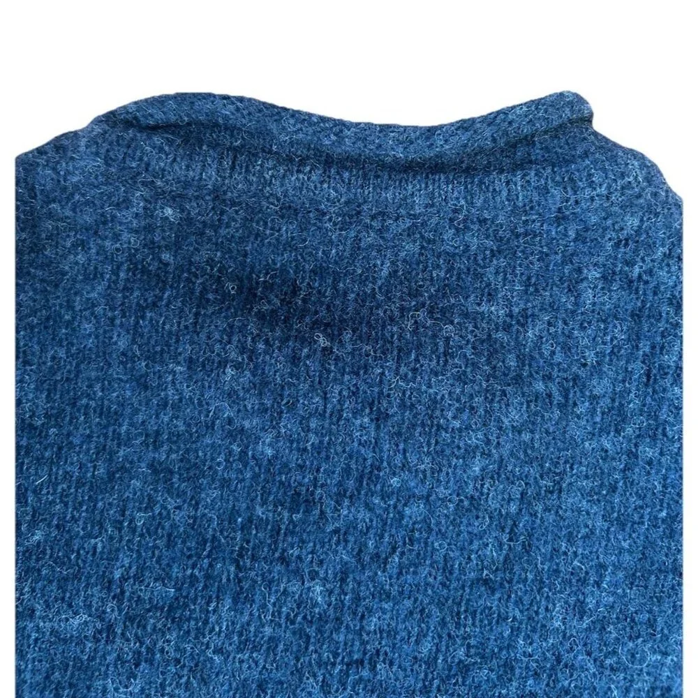 Vintage American Outfitters Cable Knit Navy Roll Neck Wool Sweater Boy's Size S
